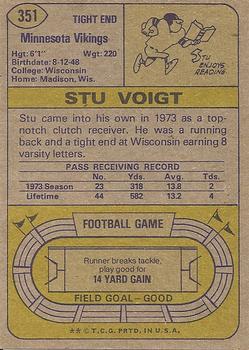 1974 Topps #351 Stu Voigt Back