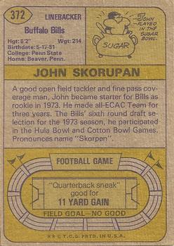 1974 Topps #372 John Skorupan Back