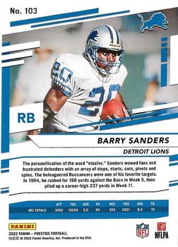 2022 Panini Prestige - Xtra Points Astral #103 Barry Sanders Back
