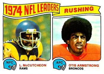 1975 Topps #1 1974 NFL Rushing Leaders (Lawrence McCutcheon / Otis Armstrong) Front