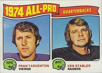 1975 Topps #208 1974 All-Pro Quarterbacks (Fran Tarkenton / Ken Stabler) Front