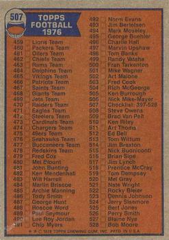 1976 Topps #507 Checklist: 397-528 Back