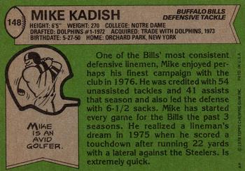 1978 Topps #148 Mike Kadish Back