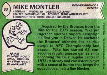 1978 Topps #83 Mike Montler Back