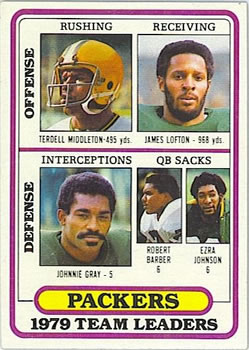 1980 Topps #303 Robert Barber / Johnnie Gray / Ezra Johnson / James Lofton / Terdell Middleton Front