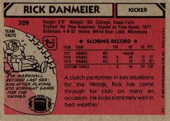 1980 Topps #329 Rick Danmeier Back