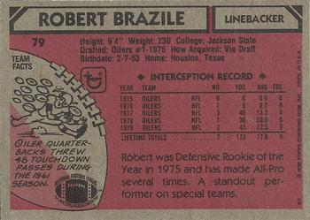1980 Topps #79 Robert Brazile Back