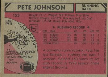 1980 Topps #153 Pete Johnson Back