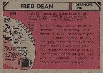 1980 Topps #392 Fred Dean Back