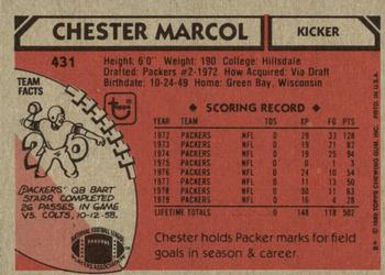 1980 Topps #431 Chester Marcol Back