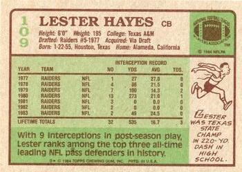 1984 Topps #109 Lester Hayes Back