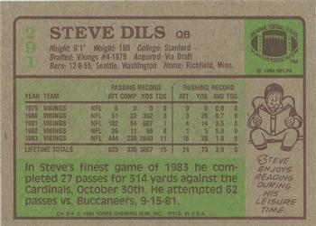 1984 Topps #291 Steve Dils Back