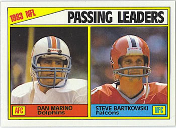 1984 Topps #202 1983 Passing Leaders (Dan Marino / Steve Bartkowski) Front