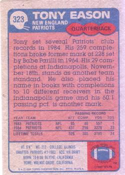 1985 Topps #323 Tony Eason Back