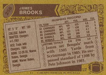 1986 Topps #256 James Brooks Back