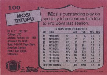 1987 Topps #100 Mosi Tatupu Back