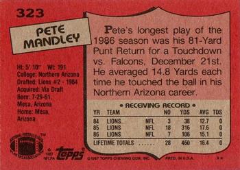 1987 Topps #323 Pete Mandley Back