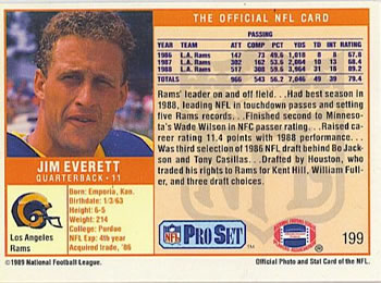 1989 Pro Set #199 Jim Everett Back