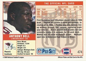 1989 Pro Set #474 Anthony Bell Back