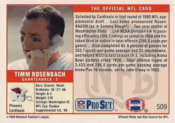 1989 Pro Set #509 Timm Rosenbach Back