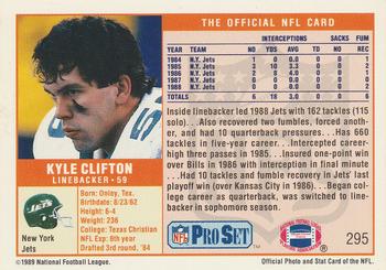 1989 Pro Set #295 Kyle Clifton Back