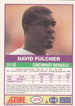1989 Score Supplemental #337S David Fulcher  Back