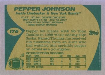 1989 Topps #176 Pepper Johnson Back