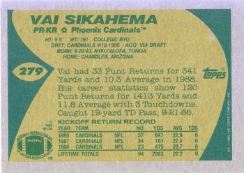 1989 Topps #279 Vai Sikahema Back