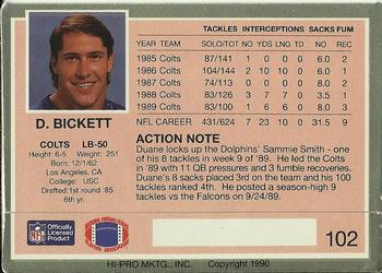 1990 Action Packed #102 Duane Bickett Back