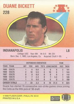 1990 Fleer #228 Duane Bickett Back