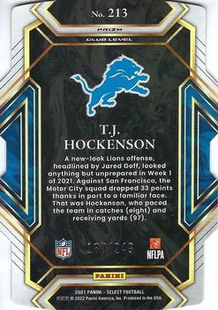 2021 Panini Select - Orange Prizm Die Cut #213 T.J. Hockenson Back