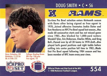 1990 Pro Set #554 Doug Smith Back
