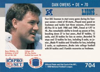 1990 Pro Set #704 Dan Owens Back