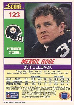 1990 Score #123 Merril Hoge Back