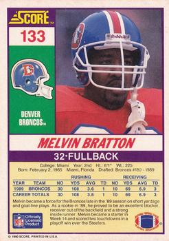 1990 Score #133 Melvin Bratton Back