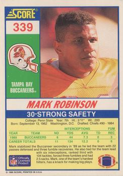 1990 Score #339 Mark Robinson Back