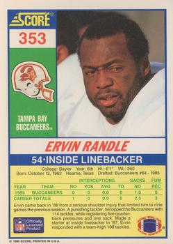 1990 Score #353 Ervin Randle Back