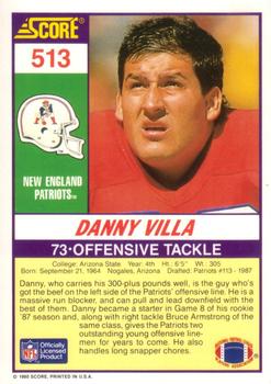 1990 Score #513 Danny Villa Back