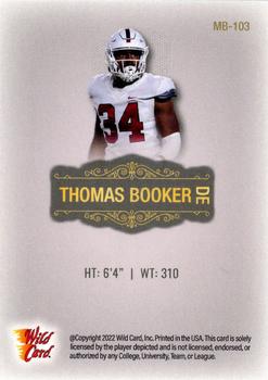 2022 Wild Card Matte - Silver #MB-103 Thomas Booker Back