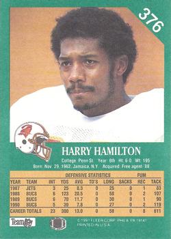 1991 Fleer #376 Harry Hamilton Back