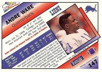 1991 Pacific #147 Andre Ware Back