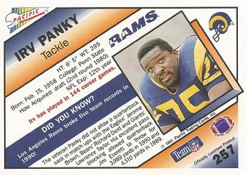 1991 Pacific #257 Irv Pankey Back