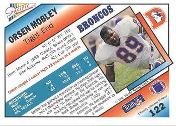 1991 Pacific #122 Orson Mobley Back