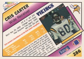1991 Pacific #286 Cris Carter Back