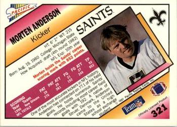 1991 Pacific #321 Morten Andersen Back