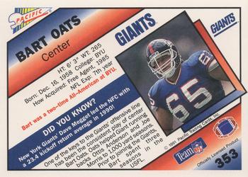 1991 Pacific #353 Bart Oates Back