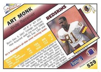 1991 Pacific #529 Art Monk Back