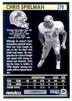 1991 Pinnacle #270 Chris Spielman Back