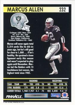 1991 Pinnacle #232 Marcus Allen Back