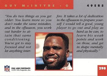 1991 Pro Line Portraits #298 Guy McIntyre Back